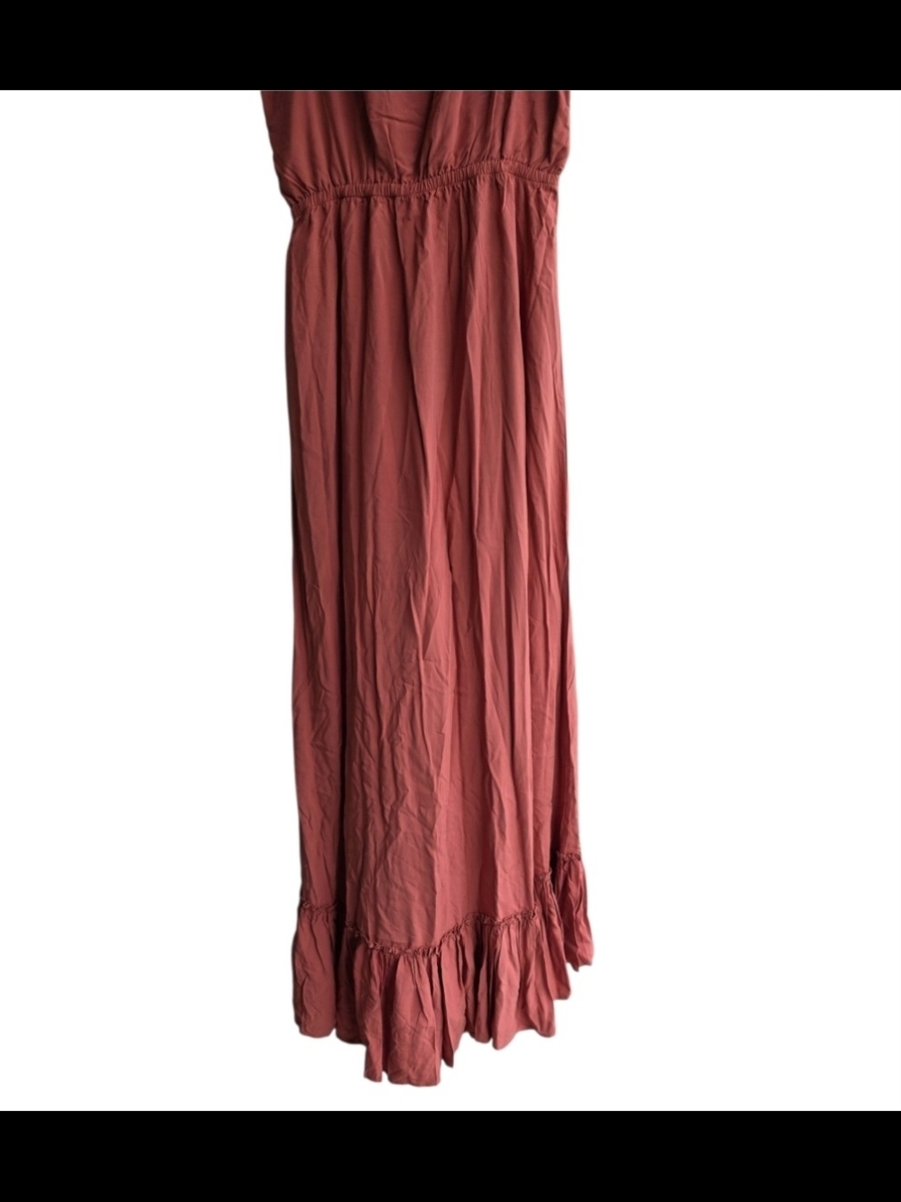 Red V-Neck Ruffle High-Low Maxi Dress - Picture 5 of 8